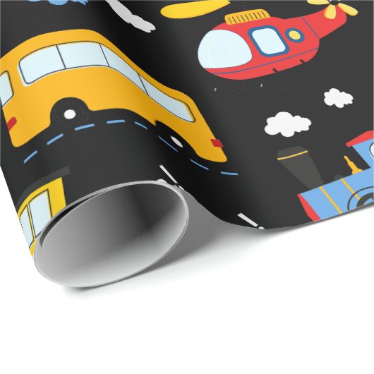 Cute Cartoon Vehicles Pattern  Cadeaupapier (Rol Hoek)