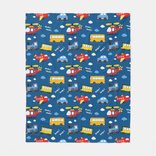 Cute Cartoon Vehicles Pattern Fleece Deken (Voorkant)