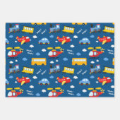 Cute Cartoon Vehicles Pattern Inpakpapier Vel (Voorkant 3)