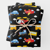 Cute Cartoon Vehicles Pattern Inpakpapier Vel (In situ)