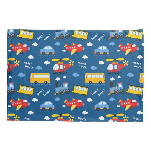 Cute Cartoon Vehicles Pattern Kussensloop (Achterkant)