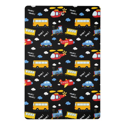 Cute Cartoon Vehicles Pattern  Mini Klembord (Achterkant)