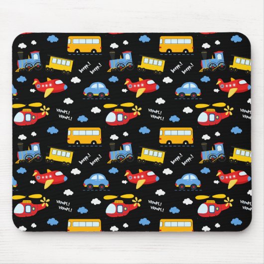 Cute Cartoon Vehicles Pattern  Muismat (Voorkant)
