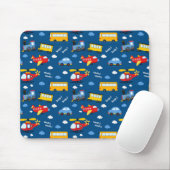 Cute Cartoon Vehicles Pattern  Muismat (Met muis)