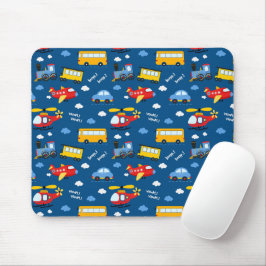 Cute Cartoon Vehicles Pattern Muismat