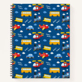 Cute Cartoon Vehicles Pattern Notitieboek (Voorkant)