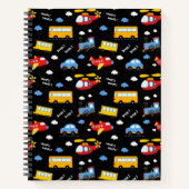 Cute Cartoon Vehicles Pattern  Notitieboek (Voorkant)