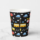 Cute Cartoon Vehicles Pattern Papieren Bekers (Rechts)