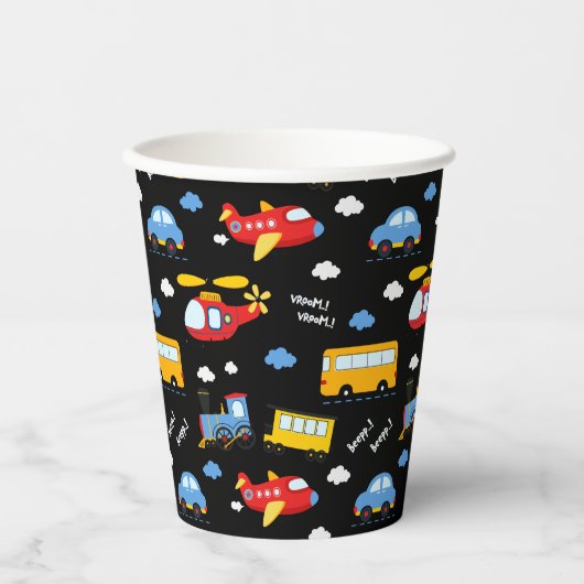 Cute Cartoon Vehicles Pattern Papieren Bekers (Voorkant)