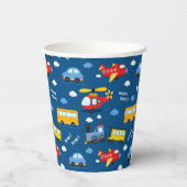 Cute Cartoon Vehicles Pattern  Papieren Bekers (Achterkant)