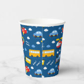 Cute Cartoon Vehicles Pattern  Papieren Bekers (Rechts)