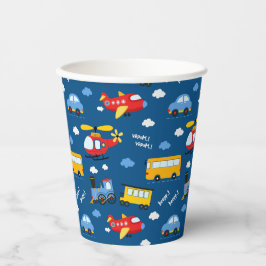 Cute Cartoon Vehicles Pattern Papieren Bekers
