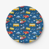 Cute Cartoon Vehicles Pattern  Papieren Bordje (Voorkant)