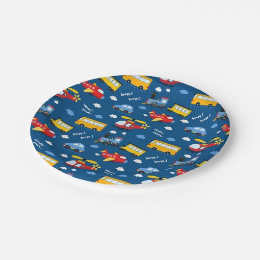 Cute Cartoon Vehicles Pattern Papieren Bordje (Gekanteld)