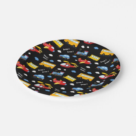 Cute Cartoon Vehicles Pattern Papieren Bordje (Gekanteld)