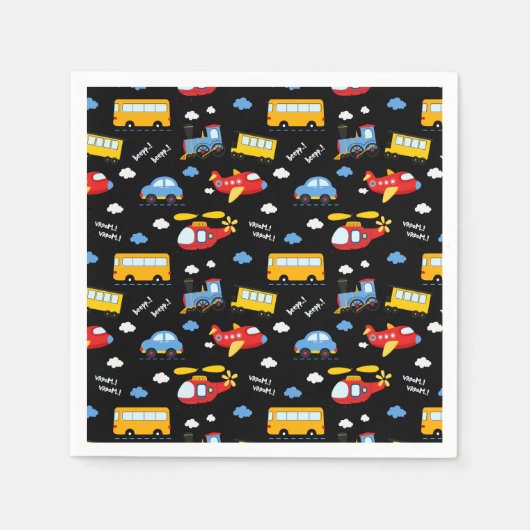 Cute Cartoon Vehicles Pattern  Servet (Voorkant)