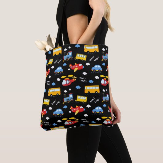 Cute Cartoon Vehicles Pattern Tote Bag (Dichtbij)