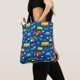 Cute Cartoon Vehicles Pattern Tote Bag