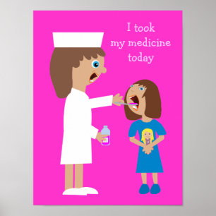 Cute Cartoon verpleegkundige Geef kindergeneeskund Poster