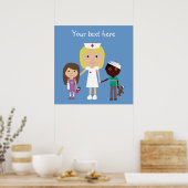 Cute Cartoon verpleegster en kind Poster (Keuken)