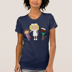 Cute Cartoon verpleegster en kindermarinebroed T-shirt