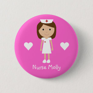Cute Cartoon verpleegster & hart Aangepast roze Ronde Button 5,7 Cm