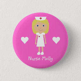 Cute Cartoon verpleegster & hart Aangepast roze Ronde Button 5,7 Cm