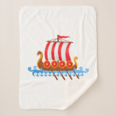 Cute Cartoon Viking Ship Sherpa Deken (Voorkant)