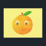 Cute Cartoon Vintage Orange Drawing Briefkaart<br><div class="desc">A cartoon style orange with vintage effect applied to the image. Custom postcards.
Gift idea for adults and kids.</div>