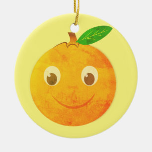 Cute Cartoon Vintage Oranje Tekening Keramisch Ornament
