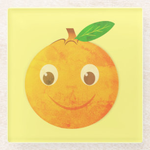 Cute Cartoon Vintage Sinaasappel Tekening Glazen Onderzetter
