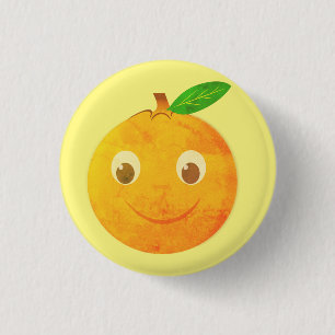 Cute Cartoon Vintage Sinaasappel Tekening Ronde Button 3,2 Cm