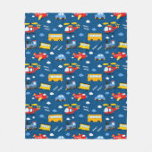 Cute Cartoon Voertuigen Patroon Fleece Deken (Voorkant)
