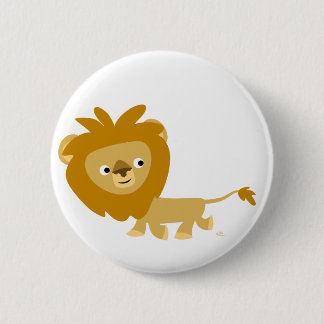 Cute Cartoon Walking Lion Button Badge