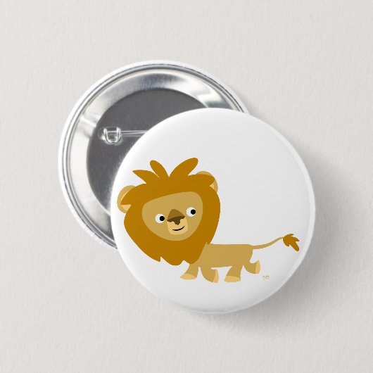 Cute Cartoon Walking Lion Button Badge (Voorkant /achterkant)