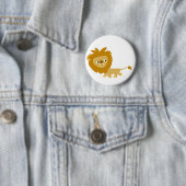 Cute Cartoon Walking Lion Button Badge (In situ)