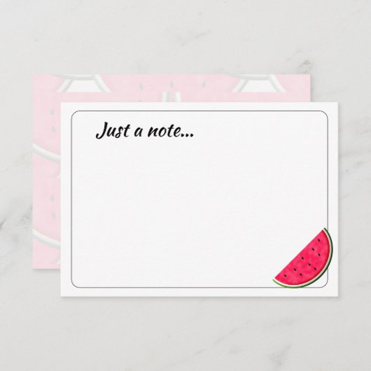 Cute Cartoon Watermelon Custom Just a Note Notitiekaartje (Voorkant / Achterkant)