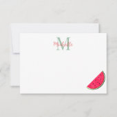 Cute Cartoon Watermelon Personalized Monogram Notitiekaartje (Voorkant)
