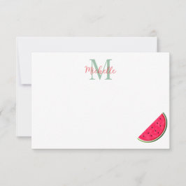 Cute Cartoon Watermelon Personalized Monogram Notitiekaartje