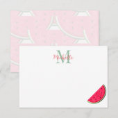 Cute Cartoon Watermelon Personalized Monogram Notitiekaartje (Voorkant / Achterkant)