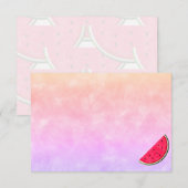 Cute Cartoon Watermelon Watercolor Custom Blank Notitiekaartje (Voorkant / Achterkant)