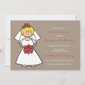 Cute Cartoon Wedding Bride Daisies Vrijgezellenfee Kaart (Voorkant)