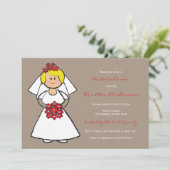 Cute Cartoon Wedding Bride Daisies Vrijgezellenfee Kaart (Staand voorkant)
