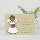 Cute Cartoon Wedding Bride Daisies Vrijgezellenfee Kaart (Staand voorkant)