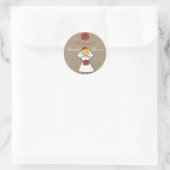 Cute Cartoon Wedding Bride Daisies Vrijgezellenfee Ronde Sticker (Tas)