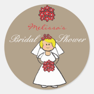 Cute Cartoon Wedding Bride Daisies Vrijgezellenfee Ronde Sticker