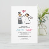 Cute Cartoon Wedding Couple DInner Rehearsal Party Kaart (Staand voorkant)