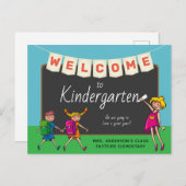 Cute Cartoon Welkom in Kindergarten Briefkaart (Voorkant / Achterkant)