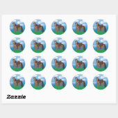 Cute Cartoon Western paard Ronde Sticker (Vel)