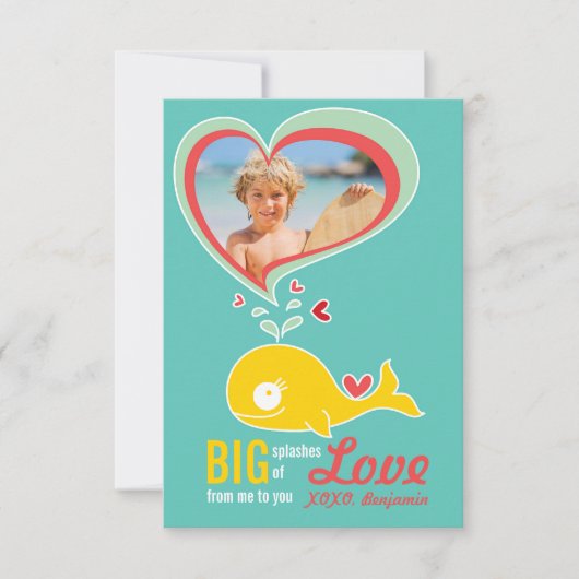 Cute Cartoon Whale Classroom Foto Valentijn Kaart (Voorkant)